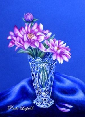 Pink Dahlia and Crystal Vase