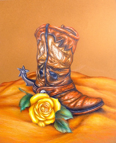 Leather Boot and Yellow Rose