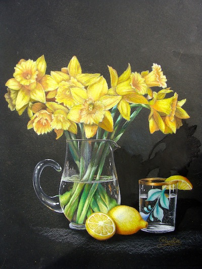 Daffodils, Glass and Lemons